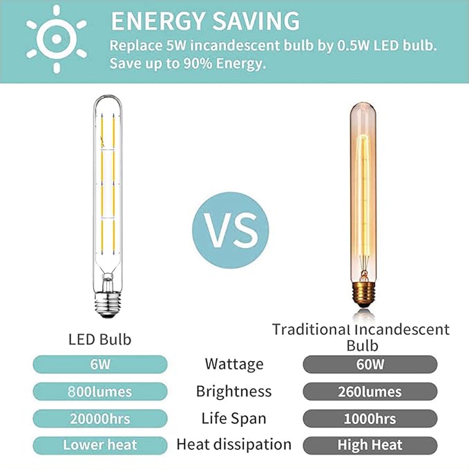 Dimmable T10 LED Edison Bulbs, Neutral White 4000K, 8.9inch Long Tubular Light Bulb, 75 Watt Vintage Long Tube LED Filament Bulb,800lm,E26 Base Led Bulb,Height 225 mm,Pack of 4.