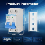 AC Miniature Circuit Breaker, 120V/240V 2 Pole 63 Amp DIN Rail Mount Circuit Breaker, MCB C63 Solar AC Disconnect Switch,Thermal Magnetic Trip