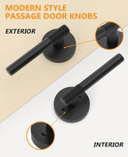 Asidrama 4 Pack Passage Door Handles with Lock, Black Door Handles Interior for Bedroom or Bathroom, Heavy Duty Door Lever with Reversible Interior Door Handle for Left Right Sided Doors