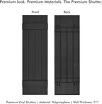 Board & Batten Vinyl Shutters (1 Pair) | 14.5"x51" (4-Board) - Black Cosmos/Paintable | Exterior Window Shutters | Includes Mounting Hardware | Simple Installation | Made in USA