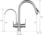 MENATT Filter Kitchen Faucet with Drinking Water Faucet, High Arc Pull Down 3-Way Kitchen Faucet, 3 in 1 Sink Cold and Hot Mixer Tap (Brushed Nickel)