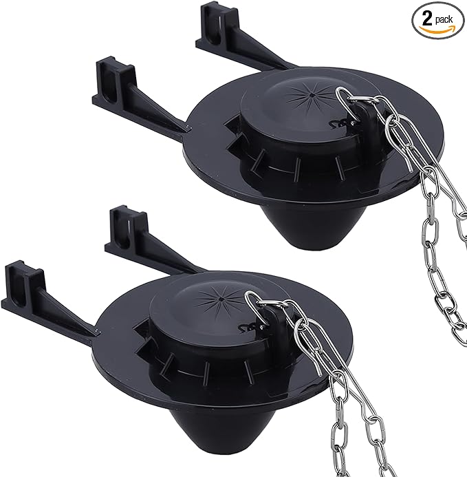 2-inch Universal Toilet Flapper, Rubber Seal Toilet Flapper Replacement Kit for Toilet Tank Compatible with American Standard, Kohler, Gerber, Toto Toilet 2 Pack (Black)