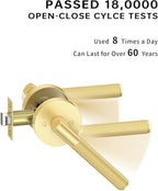Asidrama 1 Pack Passage Gold Door Handles, Door Lever with Door Knobs Indoor for Bedroom or Bathroom, Heavy Duty Brushed Gold Door Handles Interior with Locks for Left Right Sided Doors