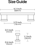 Alzassbg 10 Pack Polished Chrome Cabinet Pulls, 3-3/4 Inch(96mm) Hole Centers Kitchen Cabinet Handles for Cabinets and Drawers AL3061CP