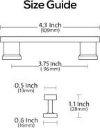 Alzassbg 15 Pack Brushed Satin Nickel Cabinet Pulls, 3-3/4 Inch(96mm) Hole Centers Kitchen Cabinet Handles for Cabinets and Drawers AL3061SN