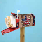 Kawani American Star Patriotic Mailbox Cover Magnetic 25.5 x 21 Inch Farmhouse Rustic Post Box Cover Wraps Garden Yard Home Decor for Outdoor