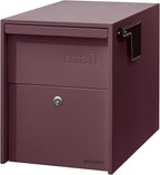 Adoorn Lockable Post Mount Mailbox |Large Malbec, Size 12 x 12 x 18.5 (HxWxD) Anti-Theft Locking Mailbox with 2 Keys, Modern Mailbox with Flag, Weatherproof Mailboxes for Outside