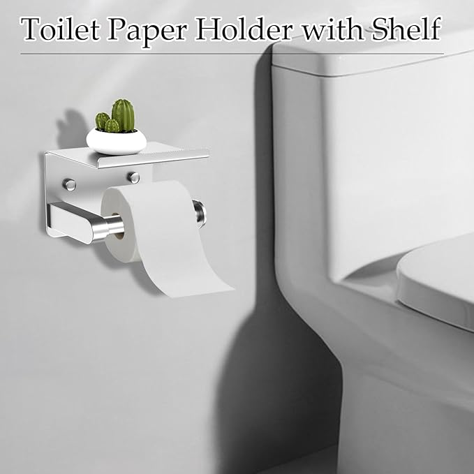 5-Piece Brushed Nickel Towel Bar Set Bathroom Hardware Set Includes Multi-Purpose Toilet Paper Holder 23.6in Towel Bar Towel Ring Towel Hooks Stainless Steel Wall-Mounted Bathroom Accessories