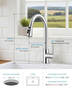 WEWE Kitchen Faucets with Pull Down Sprayer, Stainless Steel Single Handle 1 Hole for Family Kitchen Commercial Camper Laundry Rv Bar, Polished Chrome