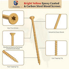 Wood Screws 4 Inch, 200 Pcs Construction Fence Screws, 10 x 4 Deck Exterior Screws for Wood, Rust Resistant, 2 Pcs T25 Star Bits Included, Yellow