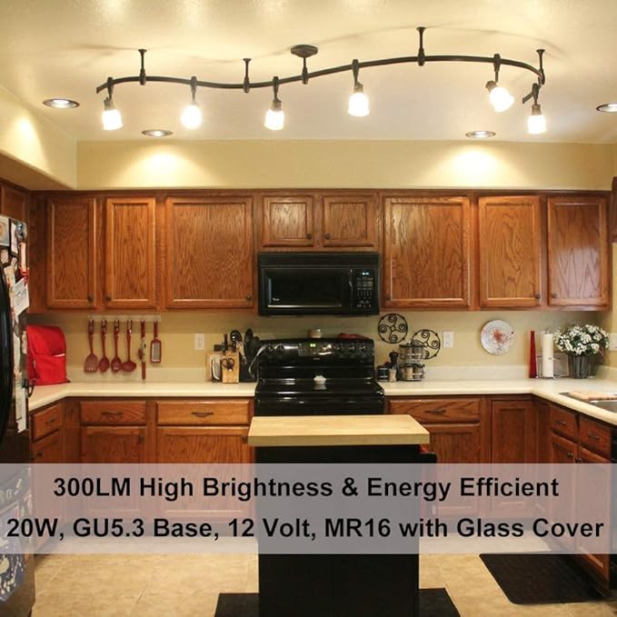 Vinaco MR16 Halogen Bulb 6 Pack, 20W 12V, 3000Hrs, Warm White, Dimmable, GU5.3 Base, Landscape & Track Lights