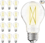 TJOY 12 Pack A19 Vintage LED Edison Bulbs, Dimmable, 60W Equivalent, High Brightness 5000K Daylight, Ultra-Bright, 8W E26 Standard Base, 800 Lumens, CRI80+, Clear Glass Filament Bulb for Home
