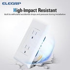 ELEGRP Decorator Wall Receptacle Outlet, Tamper Resistant 15A 125V Standard Electrical Wall Outlet, Residential Grade, Self-grounding, with Screwless Wall Plate, UL (10 Pack, Glossy White)
