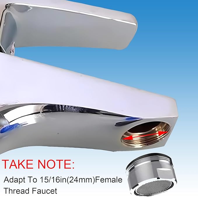 6PCS Faucet Aerator Bathroom Sink Standard Replacement Parts with Brass Shell 15/16 Inch 24mm External Thread Aerator Faucet Filter with Gasket and Wrench Suitable for Kitchen and Bathroom