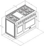 48-inch Pro-Style Natural Gas Range or Liquid Propane Gas Range with 6 Burners & 1 Griddle Cooktop, Double 4.6 cu. ft. and 2.2 cu. ft. Oven, in Stainless Steel - KOS-48RG03M (White-01)