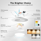 LVWIT 6 inch LED Recessed Lighting, Slim Can Lights with White Cover, 5CCT Color Selectable, Dimmable Downlight with E26 Conversion Kit, 18 Pack