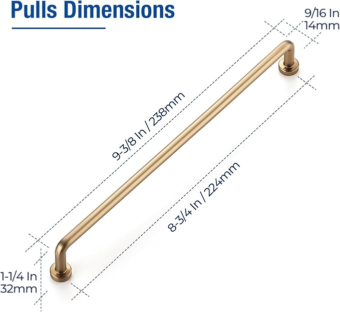 JOY DECOR Cabinet Pulls – 8-3/4 Inch Hole Center, Champagne Bronze, 5 Pack, Zinc Alloy Cabinet Handles for Drawers & Cupboard – Vintage Style Hardware for Kitchen, Bathroom, Dresser