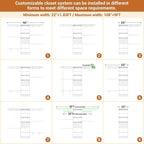 Closet System - 4.75-8FT Closet Organizer System with Wooden Drawers & Cube Storage Organizer, Up To 96" Closet Systems for Nursery & Walk-In Closets with Cuttable Hanging Shelving, White