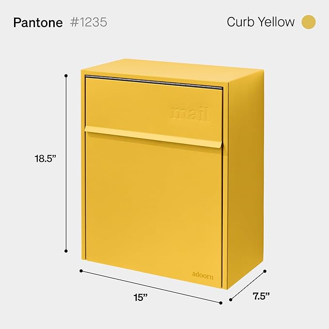 Wall Mount Mailbox - Large, Anti-Theft Locking Mailbox, Weatherproof Mailboxes for Outside The House, 18.5" H x 15" L x 7.5" D (Curb Yellow)