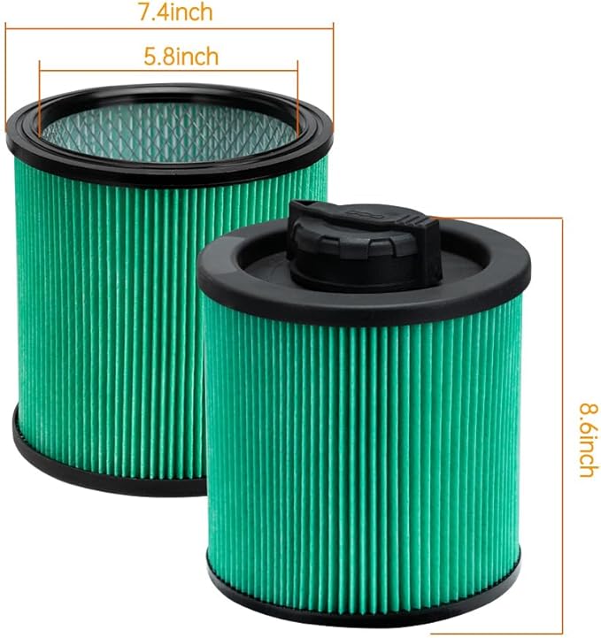 DXVC6914 Cartridge HEPA Filter Replacement for Dewalt 6-16 Gallon Wet Dry Vacuum Cleaners DXV06P DXV09P DXV10P DXV10PL DXV10SA DXV12P DXV14P DXV16P, 2 Pack