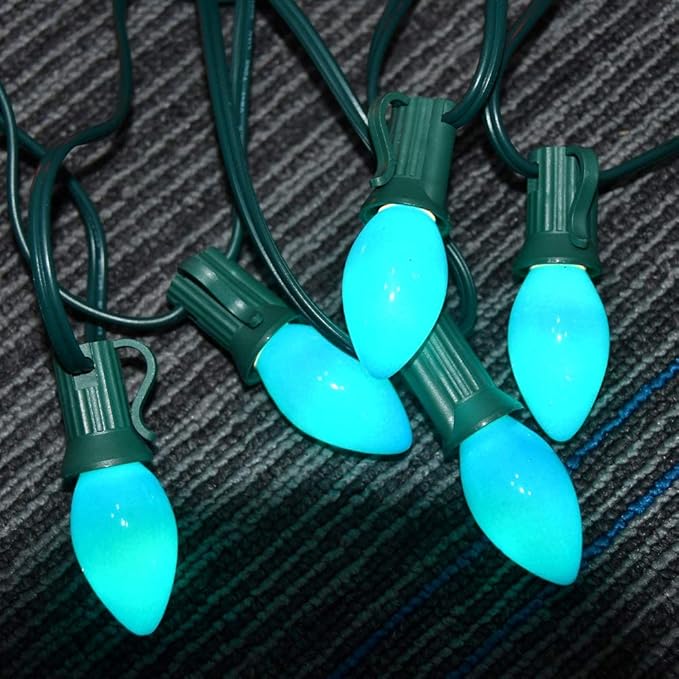 SUNSGNE C7 LED Blue Replacement Christmas Light Bulbs, 0.6W LED E12 Candelabra Base Bulbs - Great for Christmas Outdoor String Lights, Salt Lamp, Night Lights, Decorative Lights, Pack of 25