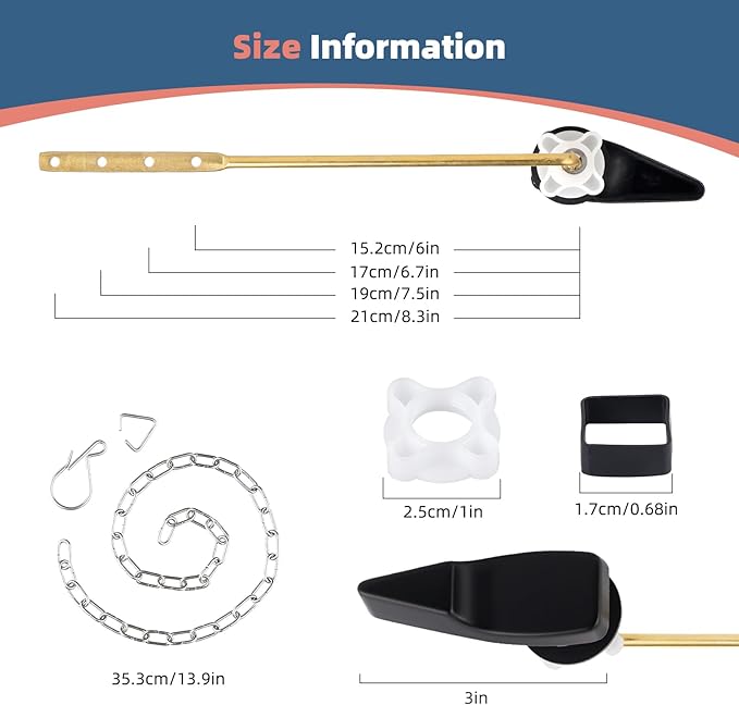 iFealClear 2 Pack Universal Toilet Handle Lever Flush Replacement, Front Mount Toilet Trip Lever Compatible with American Standard, Stainless Steel Flapper Chain, Solid Brass, Matte Black