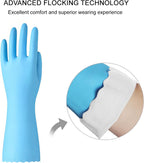 Bamllum Rubber Cleaning Gloves - 3 Pairs Latex Free Kitchen Cleaning Gloves with Cotton Liner- Household Dishwashing Gloves, Non- Slip Waterproof (Small, Blue+Pink+White)