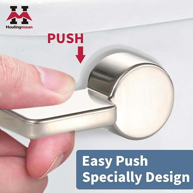Houtingmaan Toilet Handle Replacement Kit,Toilet Handle Lever for Most Front Mount Toilets, Universal Brass Toliet Flush Handle Lever with Stainless Steel Flapper Chain,Brushed Nickel