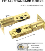 Asidrama Premium Brushed Gold Zinc-Alloy Front Door Lock Set: Double Cylinder Deadbolt, Heavy Duty Security Handleset for Left/Right Exterior Doors, Universal Entry Locks (1 Pack)