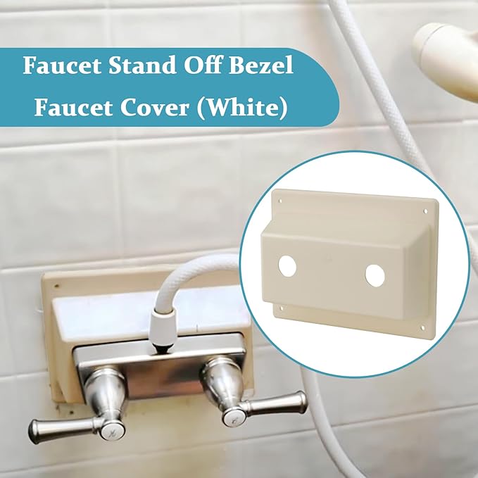 Shower faucet cover RV Camper trailer shower board replacement Faucet Mount KIT Faucet Bezel Stand Off Faucet Cover,Parchment