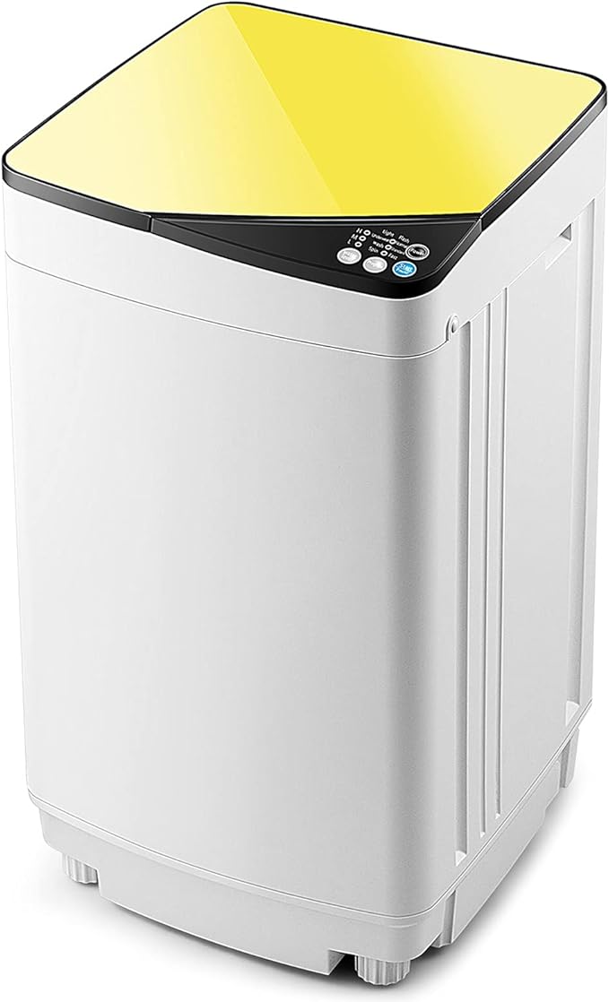 Casart Washing Machine Portable Washer W/ 7.7 Lbs Weight Capacity Washer and Dryer Full Automatic Washing Machine (Yellow& White)