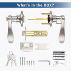 Knobonly 3 Pack Keyed Alike Bathroom/Bedroom Door Lock, Satin Nickel Front Door Handle, Exterior Door Handle, Same Key for Each Pack, Zinc Alloy