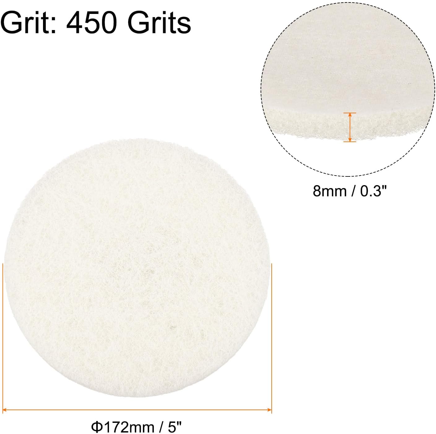 HARFINGTON 20pcs Scrubber Scouring Pads 450 Grits 5 Inch Drill Power Brush Hoop and Loop Surface Conditioning Disc Drill Scuffing Disc Scrub Pads for Home Kitchen Cleaning, White