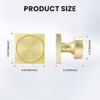 Haidms Brushed Gold Dummy Door Knobs, Half Brushed Brass No-Turning Dummy Knob for Closet Doors, Zinc-Alloy Single-Sided Door Locks (2 Pieces/1 Pair)