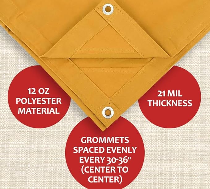 Mytee Products 20' x 40' Tan 12oz Canvas Tarp with Grommets - Water Resistant - Heavy Duty Canvas Tarps - Multipurpose Tarpaulin Cover for Canopy Tent, Roof, Camping, Semi Trucks & Cargo