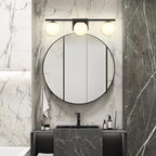 New Bathroom Vanity Light Fixtures Brushed Bronze Milk White Globe Glass Shade Modern Wall Bar Sconce Over Mirror (Black, 3 light-24inch-G9)