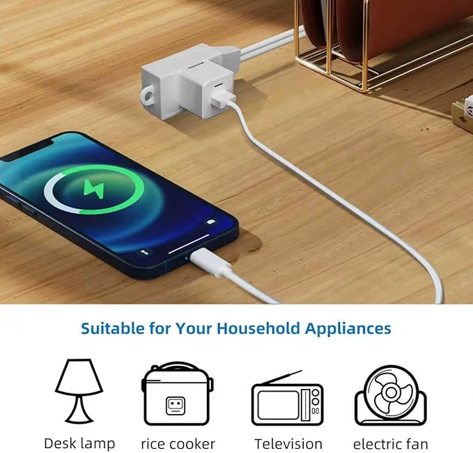 TiFFCOFiO Indoor Extension Cord, 2 Prong 25 Feet Extension Cord, 3 Polarized Outlets with Safety Slide Windows,13A/1625W, 16 AWG, 1 Pack (25FT 1 Pack)