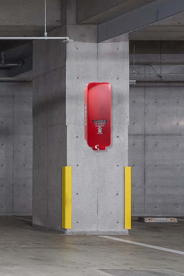 PRO&Family Fire Extinguisher Cabinet Fire Extinguisher Box Outdoor Fire Cabinet Mounted Fire Extinguisher Cabinet Fire Extinguisher Cover (2, Red with Clear Pull-Cover, 10 lb)