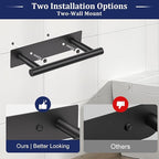 Matte Black Toilet Paper Holder, Adhesive or Screw Toilet Roll Holder Wall Mount, SUS304 Stainless Steel Double Post Pivoting Toilet Roll Holder for Bathroom, Kitchen, Washroom