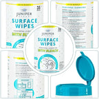 12 Pack Surface Cleaning Wipes with Bleach, All-Purpose Cleaner for Bathroom, Kitchen, Office, 420 Count Canister, 7.5" x 7" Sheet, Fresh Scent, Lint Free & Durable