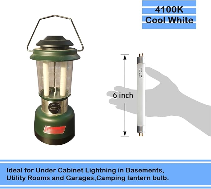 6'' F4T5/CW Under Cabinet Bulb,T5 4W Cool White Linear Fluorescent Tube,Replacement Bulb for GE,Eiko 15501, Sylvania 20416,Sunlite 05040, Rayovac,Coleman Lantern,G5 Bi-Pin Base,4100K (4PACK)