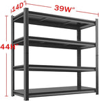 Metal Garage Storage Shelves Heavy Duty Shelving Unit 4 Tier Steel Adjustable Organizing Shelves 2500 LBS Capacity Industrial Shelving Ideal for Garage Tote Pantry Basement Outdoor, 44”Hx39”Wx14”D