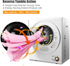 ARLIME Potable Clothes Dryer, 900W Compact Dryer w/4 Automatic Drying Mode, Stainless Steel Drum & Easy Control Panel, Electric Dryer for Apartments, Dorm & RVs 110V, White