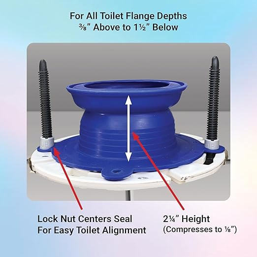 One N Done Toilet Flange Repair Kit – Complete Toilet Wax Ring Replacement Kit – Durable Waxless Toilet Ring – Includes Toilet Flange Bolts, Toilet Bowl Caps, and Toilet Flange Extension Kit (10 Pack)