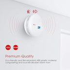 2 Pack 10 Year Battery Operated Smoke and Carbon Monoxide Detector, Portable Fire Co Alarm for Home and Kitchen (White)