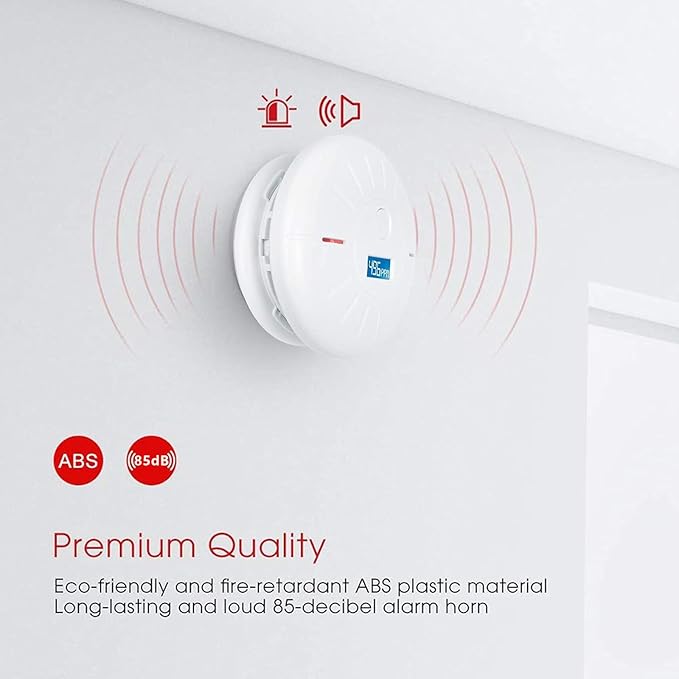 4 Pack 10 Year Battery Operated Smoke Detector and Carbon Monoxide Detectors, Travel Portable Photoelectric Fire Co Alarm for Home, Kitchen