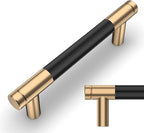 Amerdeco 10 Pack Champagne Bronze and Black Knurled Cabinet Pulls 3.75 Inch Hole Centre to Hole Centre Kitchen Cabinet Handles for Drawer Dresser, Cupboard and Wardrobe ZH0040