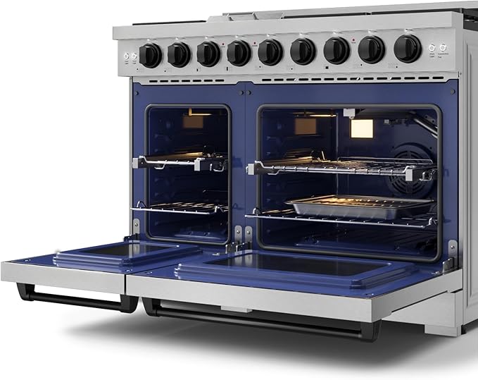 Gordon Ramsay by THOR Kitchen 48 Inch Professional Liquid Propane Range with Tilt Panel Touch Control in Stainless Steel/Black