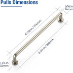 JOY DECOR Cabinet Pulls – 6-1/4 Inch Hole Center, Brushed Nickel, 20 Pack, Zinc Alloy Cabinet Handles for Drawers & Cupboard – Vintage Style Hardware for Kitchen, Bathroom, Dresser, Furniture Makeover