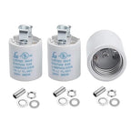 Keyless E26 Porcelain Socket,JNXQWE Ceramic Medium Base Screw Socket with Hickey IPS 1/8-27,Glazed (3-Pack,Keyless)